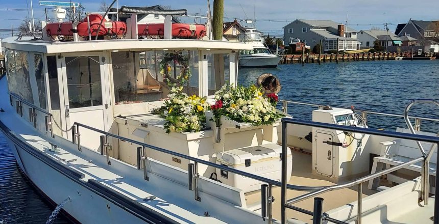 eternal peace burials boat at dock.
